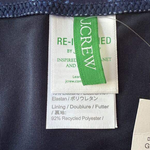 J.Crew Navy Bouquet Block Print String Bikini Bottom With Side Ties Size 2X - Picture 5 of 7